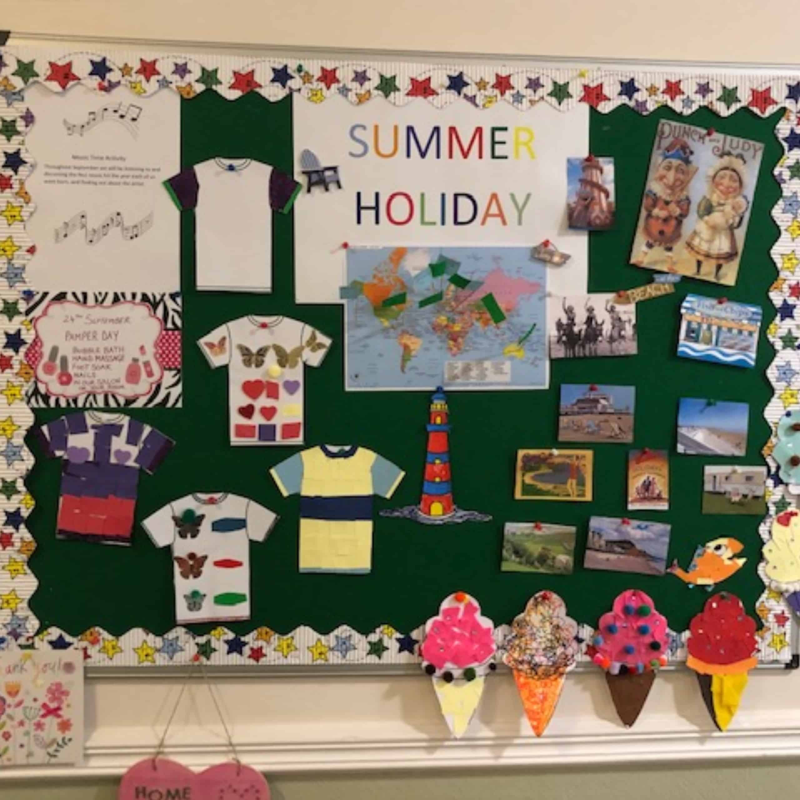The 'Summer Holiday' memory board at Westerham Place Care Home in Sevenoaks.